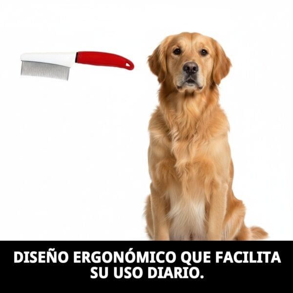 Peine profesional para perros de pelo largo y medio, ideal para desenredar y cuidar su pelaje.