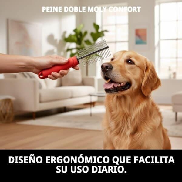 Peine doble para mascotas, desenredar y alisar, ideal para perros y gatos.