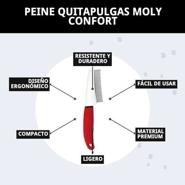 Peine quitapulgas para perros y gatos, elimina pulgas, huevos y suciedad eficazmente. Durable, ergonómico y fácil de usar.