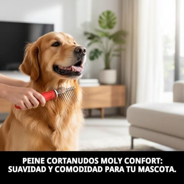 Cepillo para perros elimina nudos y desenreda sin tirones, ideal para el cuidado y estilo de tu mascota.