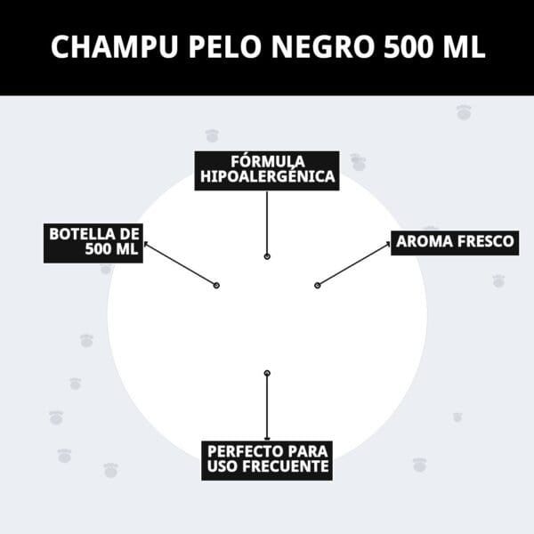 champú pelo negro 500 ml moly | intensificador de color y brillo para pelajes oscuros