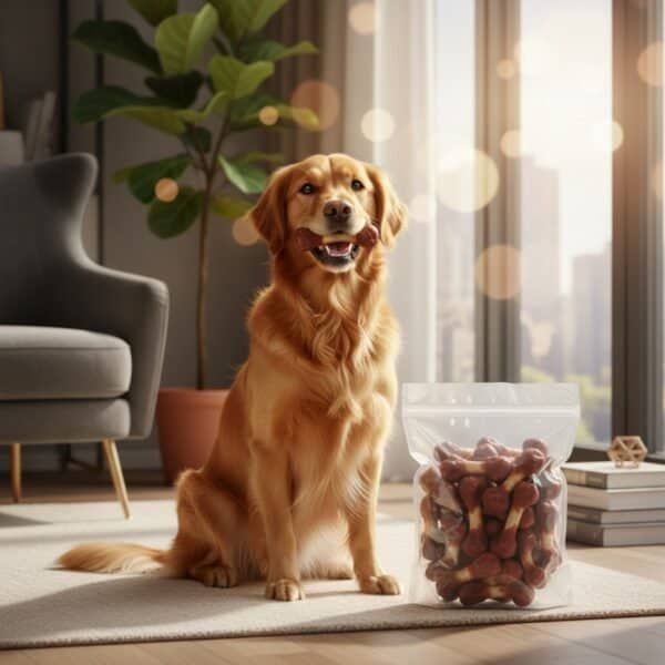 huesitos enrollados con pollo natural 1 kg moly | snack en granel para perros con soja y almidón | alta palatabilidad