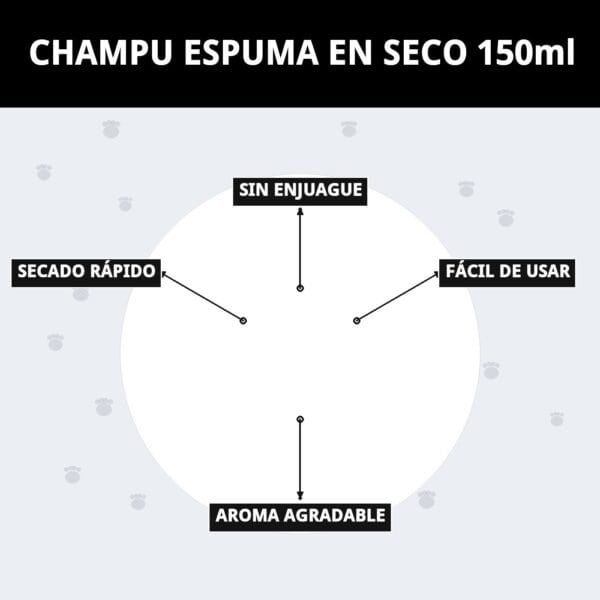 champú en seco en espuma 150 ml moly | limpieza rápida sin agua para perros y gatos
