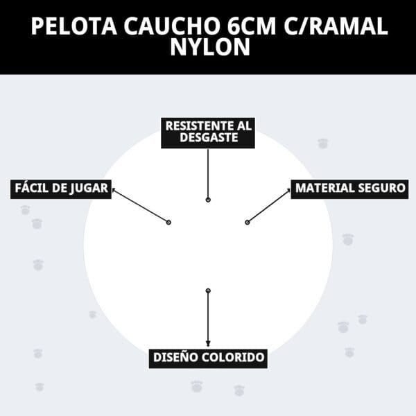 pelota caucho 6cm c/ramal nylon