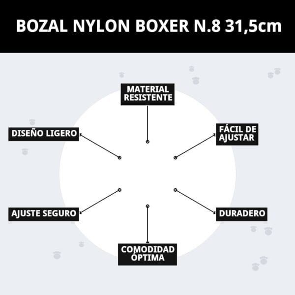 bozal de nylon para boxer n.º 8 (31,5 cm) | ajuste seguro y cómodo – moly