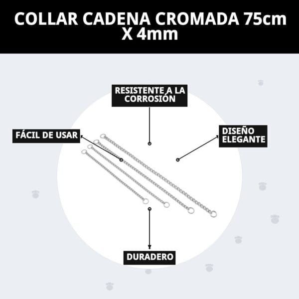 collar cadena cromada 75cm x 4mm