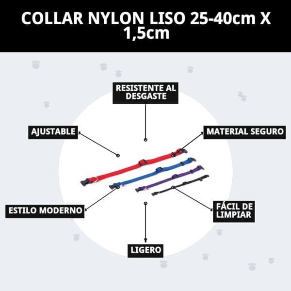 collar nylon liso 25 40cm x 1,5cm