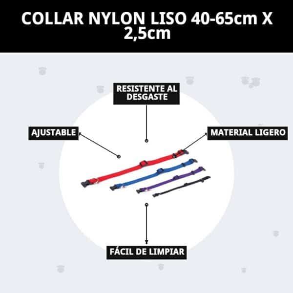 collar nylon liso 40 65cm x 2,5cm