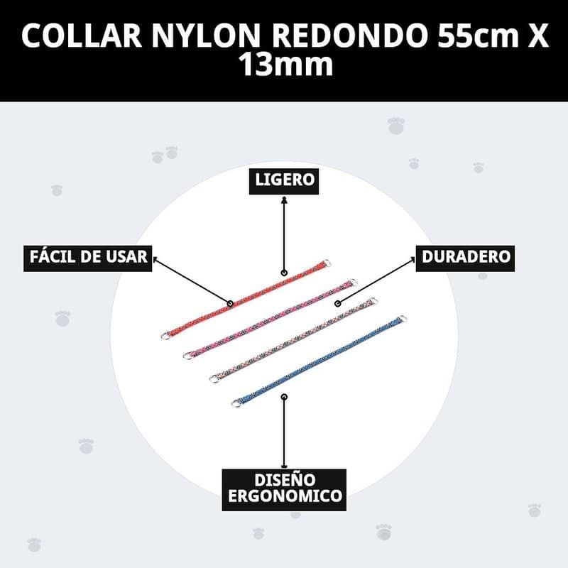 collar nylon redondo 55cm x 13mm