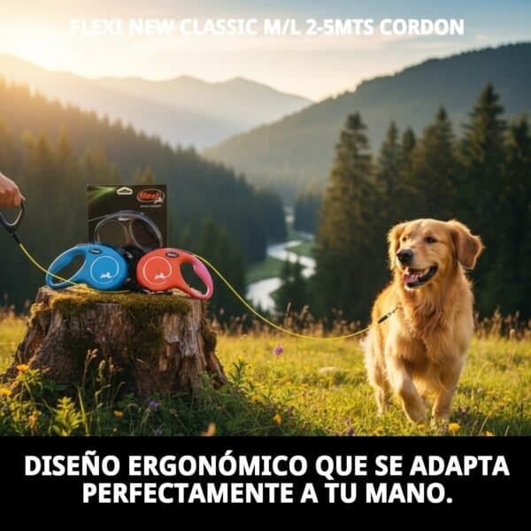 correa extensible flexi new classic m/l 5 m cordón | control y libertad para perros medianos y grandes