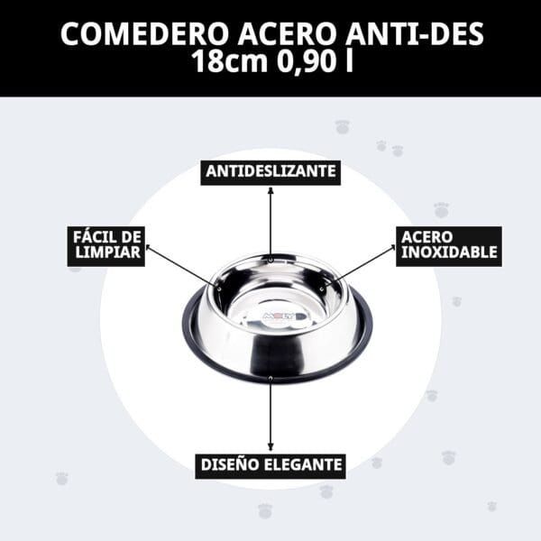 comedero acero anti des 18cm 0,90 l