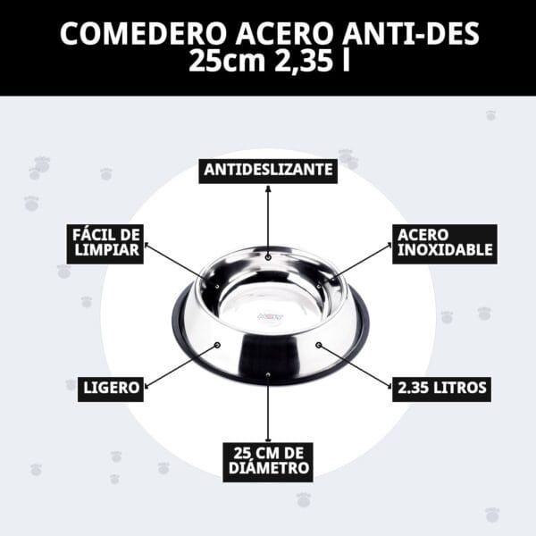 comedero acero anti des 25cm 2,35 l