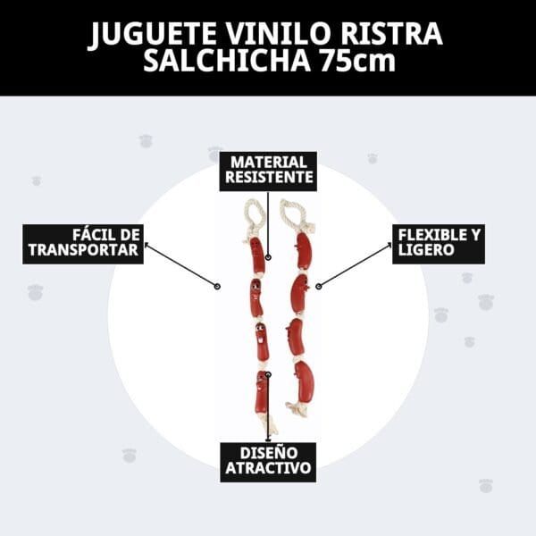 juguete vinilo ristra salchicha 75cm