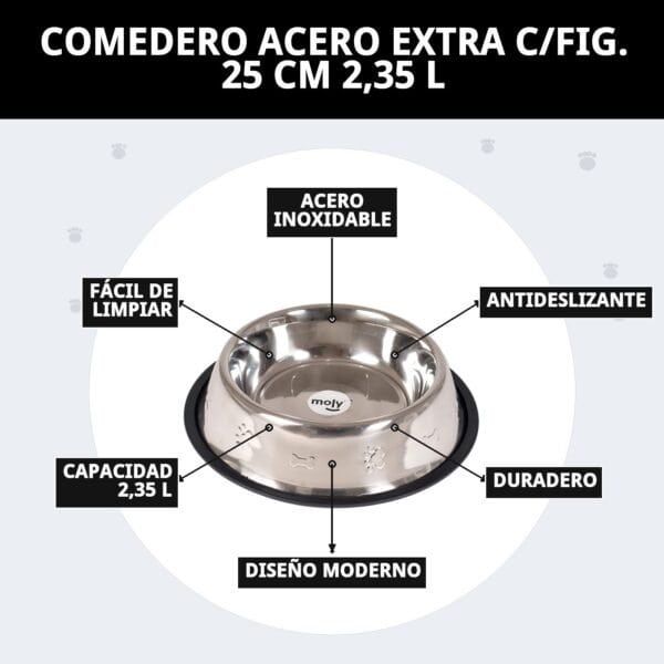comedero acero extra c/fig. 25 cm 2,35 l