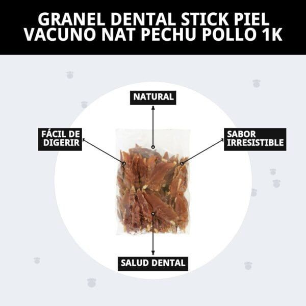 dental stick granel 1 kg moly | piel de vacuno natural con pechuga de pollo | snack dental para perros