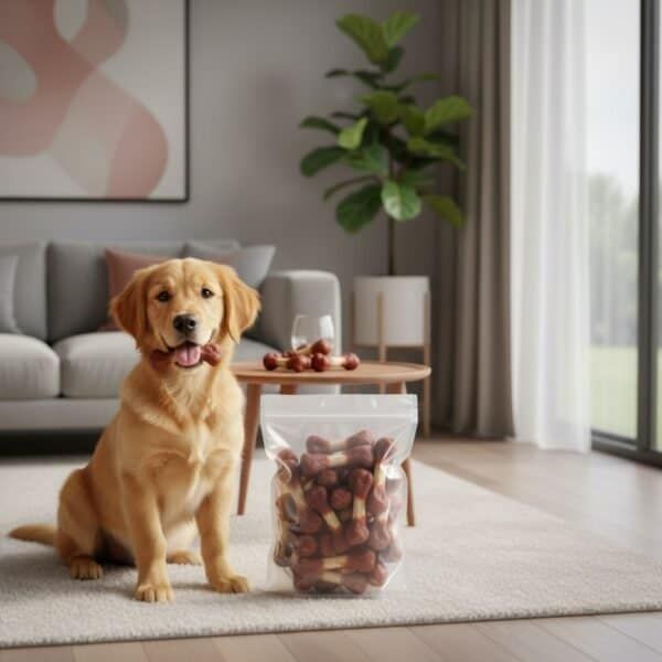 huesitos enrollados con pollo natural 1 kg moly | snack en granel para perros con soja y almidón | alta palatabilidad