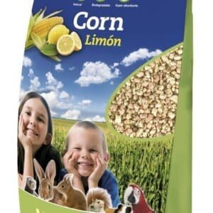 Sustrato de maíz biodegradable y natural, ideal para jardinería y plantas, con aroma a limón y alta absorción.